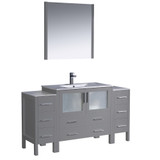 Fresca FVN62-123612GR-UNS Fresca Torino 60" Gray Modern Bathroom Vanity w/ 2 Side Cabinets & Integrated Sink