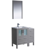 Fresca FVN62-2412GR-UNS Fresca Torino 36" Gray Modern Bathroom Vanity w/ Side Cabinet & Integrated Sinks