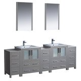 Fresca FVN62-72GR-UNS Fresca Torino 84" Gray Modern Double Sink Bathroom Vanity w/ 3 Side Cabinets & Integrated Sinks