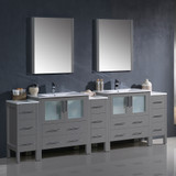 Fresca FVN62-96GR-UNS Fresca Torino 96" Gray Modern Double Sink Bathroom Vanity w/ 3 Side Cabinets & Integrated Sinks