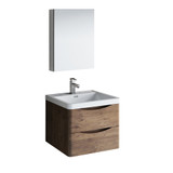 Fresca FVN9024RW Fresca Tuscany 24" Rosewood Wall Hung Modern Bathroom Vanity w/ Medicine Cabinet