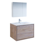 Fresca FVN9236RNW Fresca Catania 36" Rustic Natural Wood Wall Hung Modern Bathroom Vanity w/ Medicine Cabinet