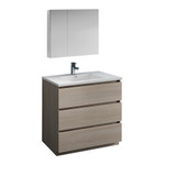 Fresca  FVN9336MGO Fresca Lazzaro 36" Gray Wood Free Standing Modern Bathroom Vanity w/ Medicine Cabinet
