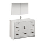 Fresca FVN9448WH Fresca Imperia 48" Glossy White Free Standing Modern Bathroom Vanity w/ Medicine Cabinet