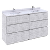 Fresca FCB31-3030RWH-FC Fresca Formosa 58" Floor Standing Double Sink Modern Bathroom Vanity Cabinet in Rustic White