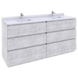 Fresca FCB31-3636RWH-FC Fresca Formosa 70" Floor Standing Double Sink Modern Bathroom Vanity Cabinet in Rustic White