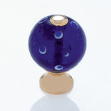 JVJ 24 K Gold Plated 30 mm (1 3/16") Round Glass Door Knob - Blue Polka Dots - 44124
