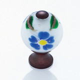 JVJ Old World Bronze 30 mm (1 3/16") Round Glass Door Knob - White With Blue Flowers - 44012