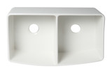 ALFI White Smooth Curved Apron 33" x 20" Double Bowl Fireclay Farm Sink with Grid - ABFC3320D-W
