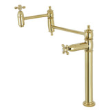 Kingston Brass KS3702AX Restoration Deck Mount Pot Filler, Polished Brass