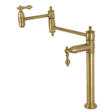 Kingston Brass KS3707AL Restoration Deck Mount Pot Filler, Brushed Brass