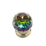 JVJ 24 K Gold Plated 50 mm (2") Round Faceted 31% Leaded Crystal Door Knob with Prism - 38924