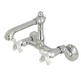 Kingston Brass KS7221PX English Country 6-Inch Adjustable Center Wall Mount Kitchen Faucet, Polished Chrome