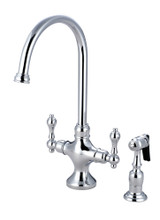 Kingston Brass KS1761ALBS Vintage Classic Kitchen Faucet With Brass Sprayer, Polished Chrome