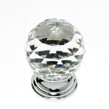 JVJ Chrome 50 mm (2") Round Faceted 31% Leaded Crystal Door Knob - 38826