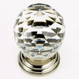 JVJ Polished Nickel 50 mm (2") Round Faceted 31% Leaded Crystal Door Knob - 38814