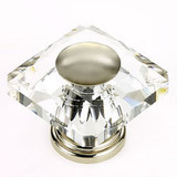 JVJ Polished Nickel 50 mm (2") Square 31% Leaded Crystal Door Knob With Cap - 38714