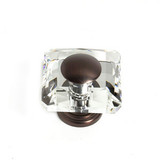 JVJ 38712 Old World Bronze 50 mm (2") Square 31% Leaded Crystal Door Knob With Cap