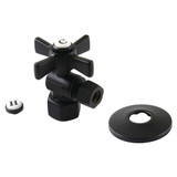 Kingston Brass CC43100ZXK 1/2" FIP x 3/8" OD Comp Quarter-Turn Angle Stop Valve with Flange, Matte Black