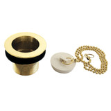 Kingston Brass DSP15PB 1-1/2" Chain and Stopper Tub Drain with 1-1/2" Body Thread, Polished Brass