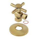 Kingston Brass CC43107DXK 1/2" FIP x 3/8" OD Comp Quarter-Turn Angle Stop Valve with Flange, Brushed Brass