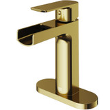 Vigo VG01042MGK1 Ileana Single Hole Bathroom Faucet With Deck Plate In Matte Brushed Gold