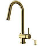 Vigo VG02008MGK5 Gramercy Kitchen Faucet With Braddock Soap Dispenser In Matte Brushed Gold