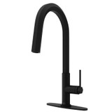 Vigo VG02034MBK1 Hart Hexad Pull-Down Kitchen Faucet With Deck Plate In Matte Black