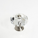 JVJ Satin Nickel 35 mm (1 3/8") Eight Sided Faceted 31% Leaded Crystal Door Knob With Cap - 37346