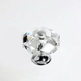 JVJ Chrome 35 mm (1 3/8") Eight Sided Faceted 31% Leaded Crystal Door Knob With Cap - 37326