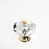 JVJ 24 K Gold Plated 35 mm (1 3/8") Eight Sided Faceted 31% Leaded Crystal Door Knob With Cap - 37324