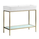 Swiss Madison SM-BV73G Pierre 40 Single, Freestanding, Open Shelf, Gold Metal Frame Bathroom Vanity With Sink Swiss Madison SM-BV73G Pierre 40 Single, Freestanding, Open Shelf, Gold Metal Frame Bathroom Vanity With Sink