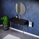 Swiss Madison SM-CS754 Claire 40" Matte Black Basin Console Sink with Gold Legs