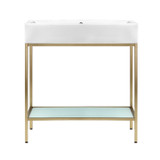 Swiss Madison SM-BV72G Pierre 32" Single, Freestanding, Open Shelf, Gold Metal Frame Bathroom Vanity With Sink Swiss Madison SM-BV72G Pierre 32" Single, Freestanding, Open Shelf, Gold Metal Frame Bathroom Vanity With Sink