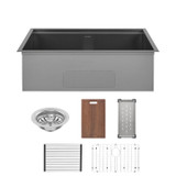 Swiss Madison SM-KU801B Tourner 32" x 19" Stainless Steel, Single Sink, Undermount Kitchen Workstation Sink in Black