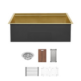 Swiss Madison SM-KU801G Tourner 32" x 19" Stainless Steel, Single Sink, Undermount Kitchen Workstation Sink - Gold