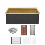 Swiss Madison SM-KU800G Tourner 30" x 19" Stainless Steel, Single Sink, Undermount Kitchen Workstation Sink in Gold