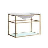Swiss Madison SM-BV556G Pierre 30" Single, Open Shelf, Gold Metal Frame Bathroom Vanity With Sink Swiss Madison SM-BV556G Pierre 30" Single, Open Shelf, Gold Metal Frame Bathroom Vanity With Sink