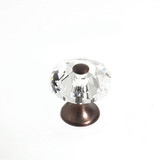 JVJ Old World Bronze 28 mm (1 1/8") Eight Sided Faceted 31% Leaded Crystal Door Knob With Cap - 36912