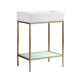 Swiss Madison SM-BV71G Pierre 24 Single, Freestanding, Open Shelf, Gold Metal Frame Bathroom Vanity With Sink Swiss Madison SM-BV71G Pierre 24 Single, Freestanding, Open Shelf, Gold Metal Frame Bathroom Vanity With Sink