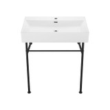 Swiss Madison SM-CS772 Claire 30" White Basin Console Sink with Black Legs