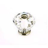 JVJ Polished Nickel 30 mm (1 3/16") Diamond Cut 31% Leaded Crystal Door Knob - 36514
