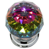 JVJ Chrome 40 mm (1 9/16") Round Faceted 31% Leaded Crystal Door Knob With Prism - 36426