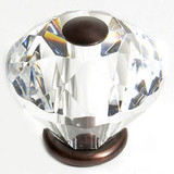 JVJ Old World Bronze 30 mm (1 3/16") Diamond Cut 31% Leaded Crystal Door Knob - 36512