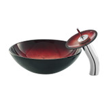 Swiss Madison SM-VSF261 Cascade 16.5 Glass Vessel Sink with Faucet, Ember Red - 28 x 24 inches