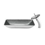 Swiss Madison SM-VSF294 Cascade Rectangular Glass Vessel Sink with Faucet, Smoky Grey - 22 3/16 x 14 inches