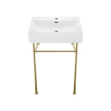 Swiss Madison SM-CS721 Claire 24" White Basin Console Sink with Gold Legs
