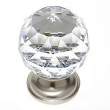 JVJ Satin Nickel 40 mm (1 9/16") Round Faceted 31% Leaded Crystal Door Knob - 36246