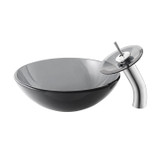 Swiss Madison SM-VSF253 Cascade 16 Glass Vessel Sink with Faucet, Black