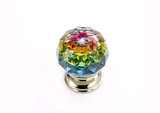 JVJ Polished Nickel 30 mm (1 3/16") Round Faceted 31% Leaded Crystal Door Knob With Prism - 35614